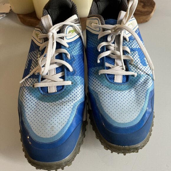 Footjoy FJ Golf Shoes Mens 8 W White Blue Freestyle Cleats Sneakers - Picture 3 of 7